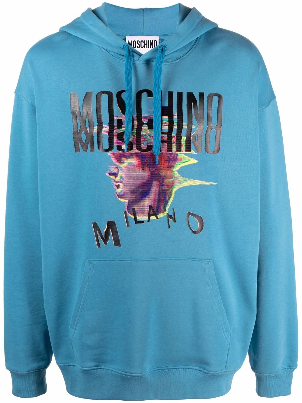 Moschino 莫斯奇诺 logo图案印花宽松连帽衫 - 蓝色