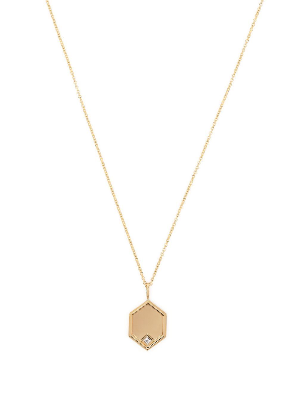 Lizzie Mandler Fine Jewelry Hexagon 18K黄金吊饰钻石项链 - 金色