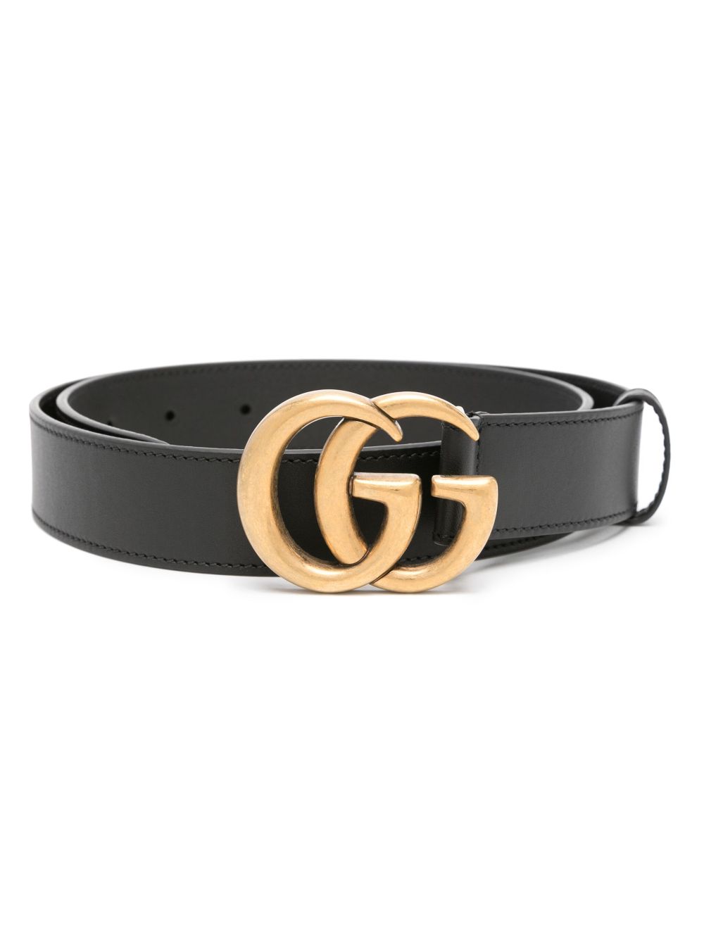 Gucci GG Marmont 皮质腰带 - 黑色