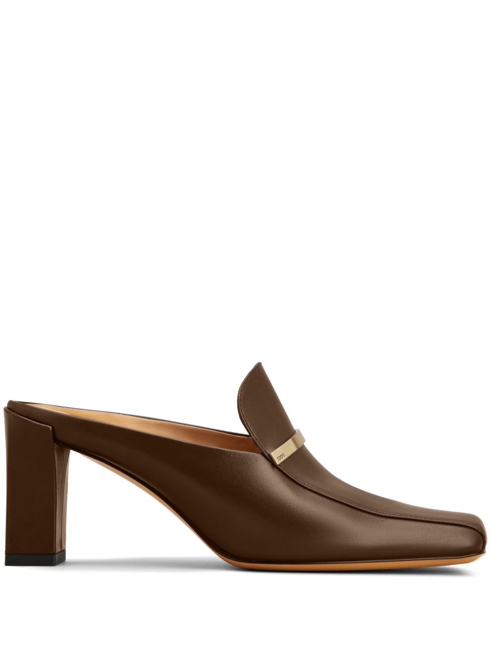 Tod's logo标牌皮质穆勒鞋 - 褐色