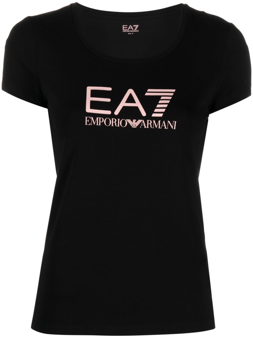 Ea7 Emporio Armani logo印花棉T恤 - 黑色