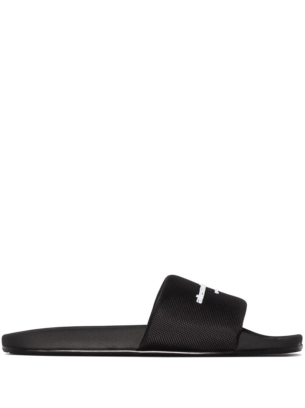 Alexander Wang logo印花平底拖鞋 - 黑色