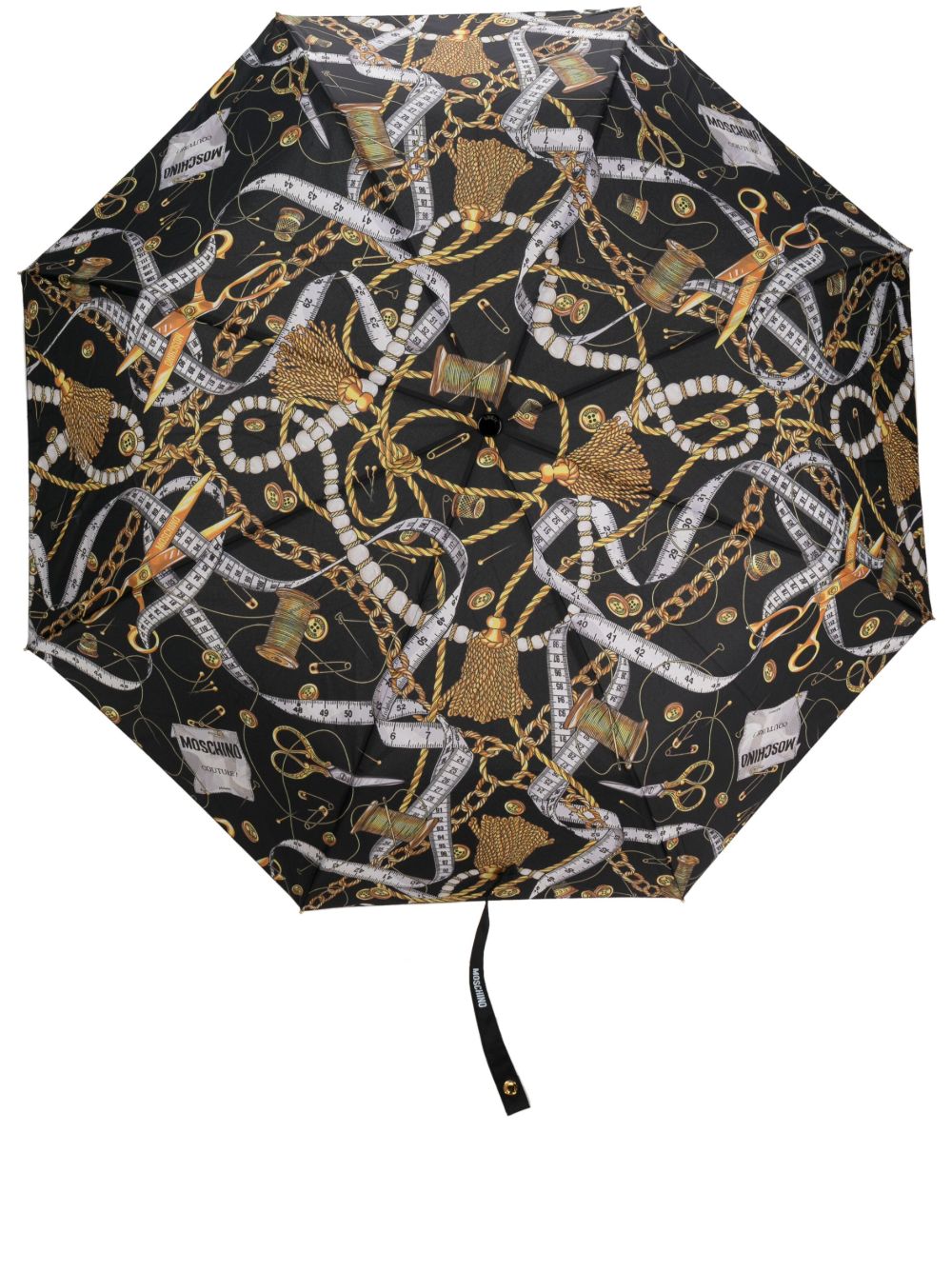 Moschino 图案印花雨伞 - 黑色