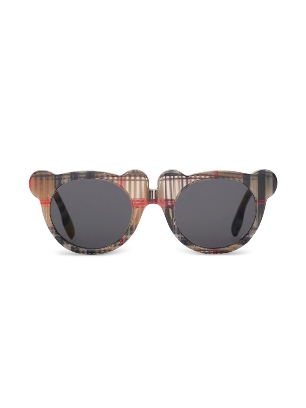 Burberry Kids Teddy Bear 镜框格纹太阳眼镜 - 褐色