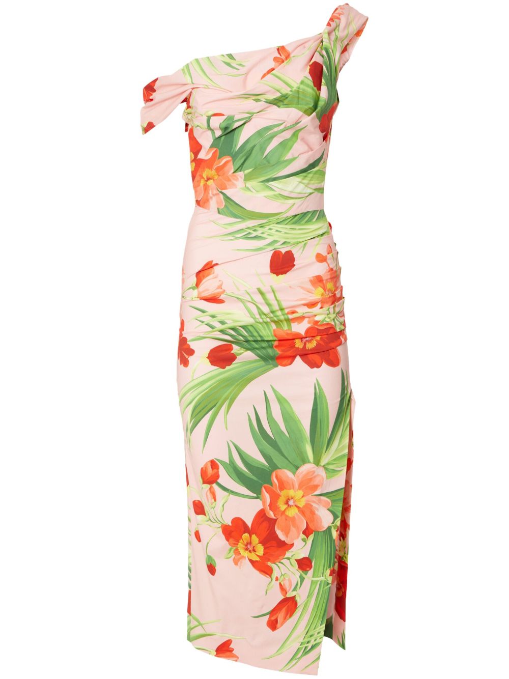 Carolina Herrera 花卉印花褶饰连衣裙 - 粉色