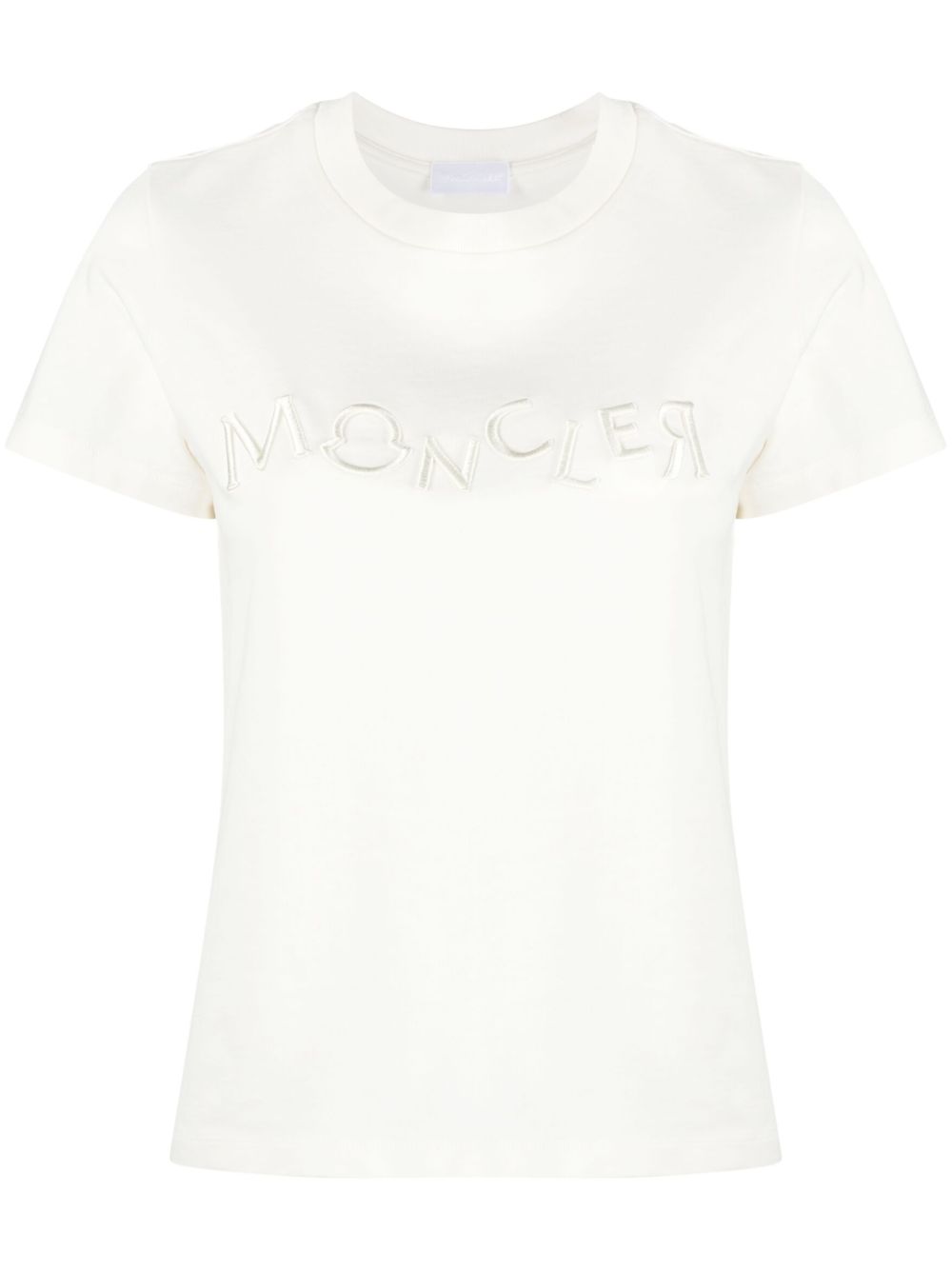 Moncler logo刺绣棉T恤 - 白色