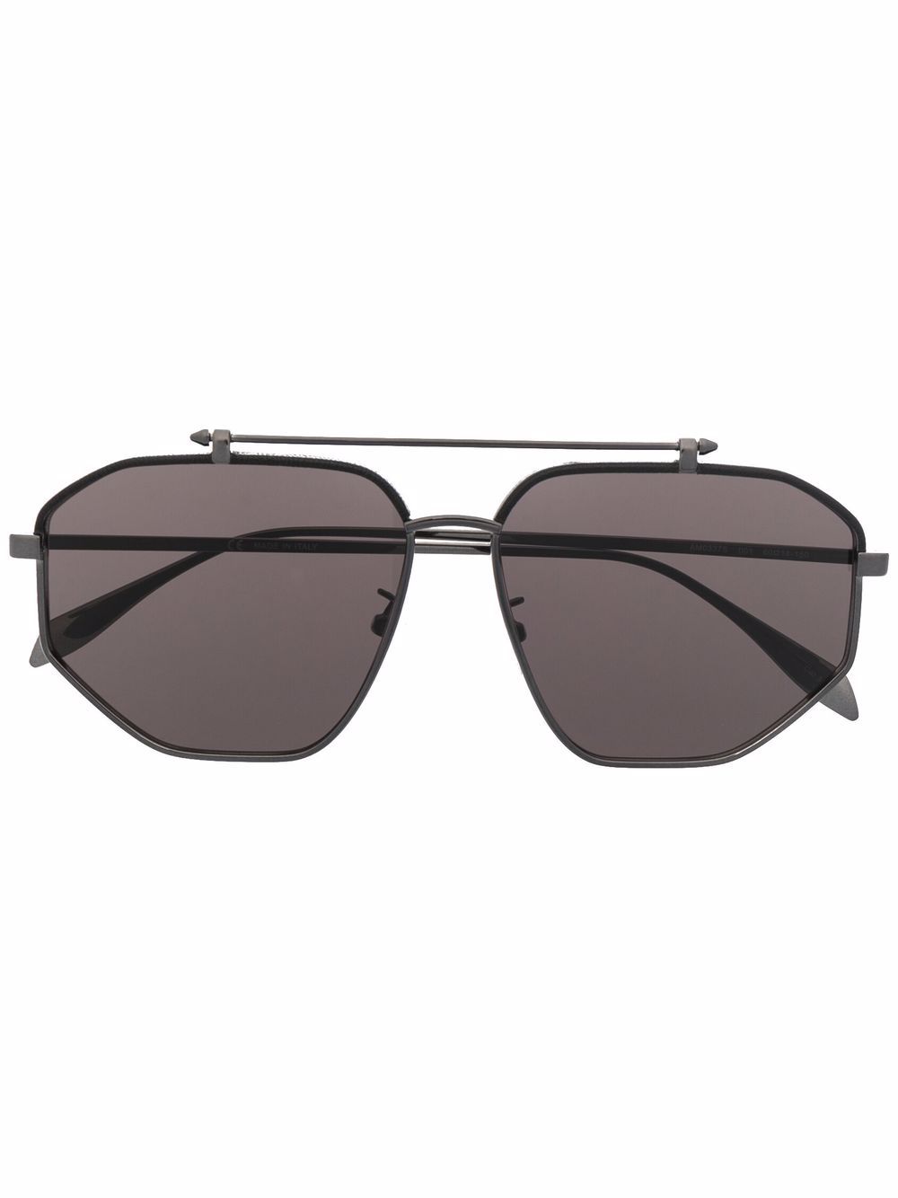Alexander McQueen Eyewear 亚历山大·麦昆 飞行员镜框太阳眼镜 - 黑色