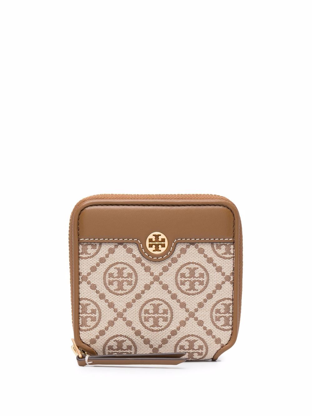Tory Burch logo提花环绕式拉链钱包 - 中性色