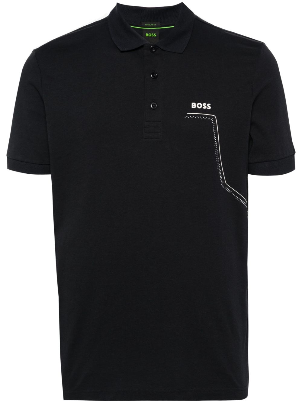 BOSS logo贴花棉polo衫 - 蓝色