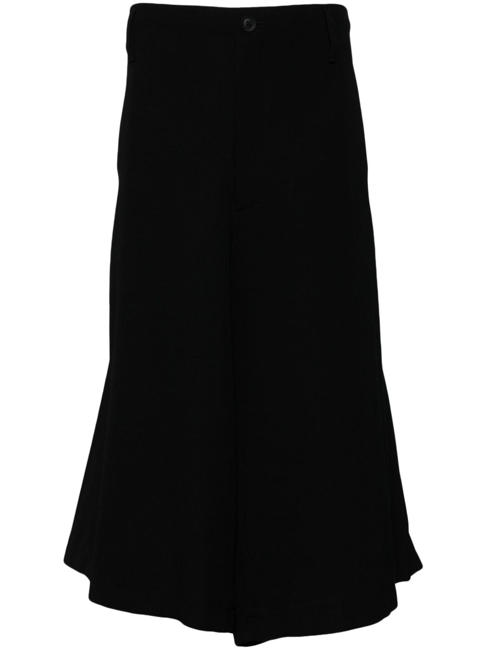 Yohji Yamamoto 褶饰露踝裤 - 黑色