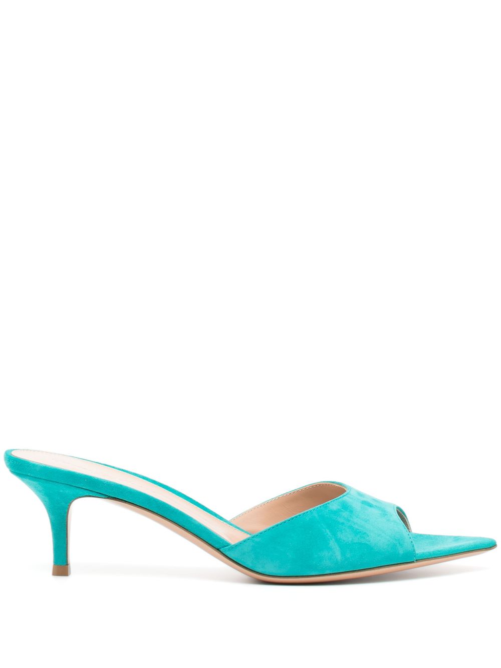 Gianvito Rossi 高跟尖头绒面皮凉鞋 - 蓝色