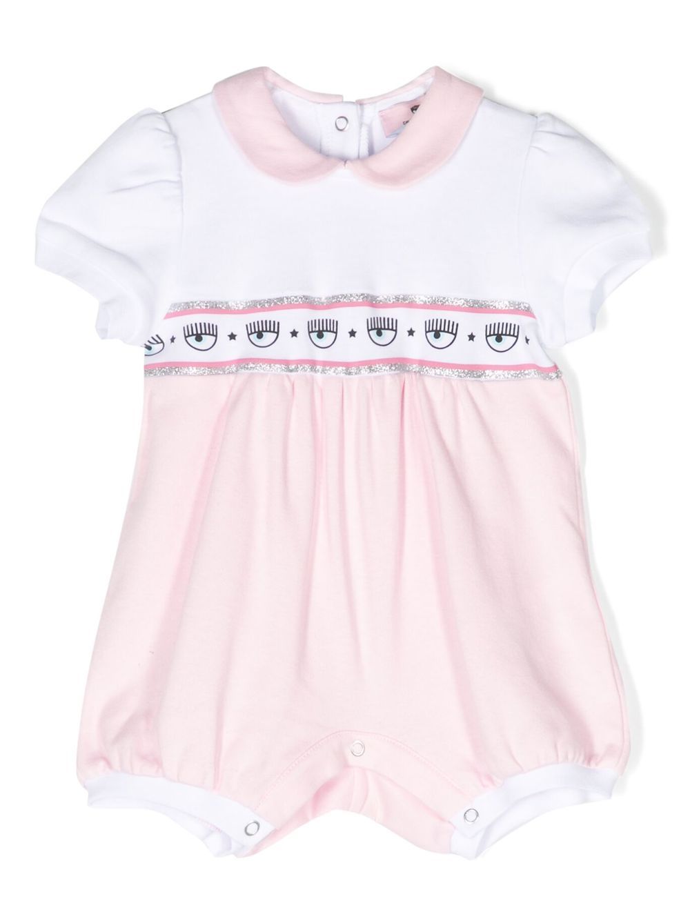 Chiara Ferragni Kids 双色短袖连体衣 - 粉色