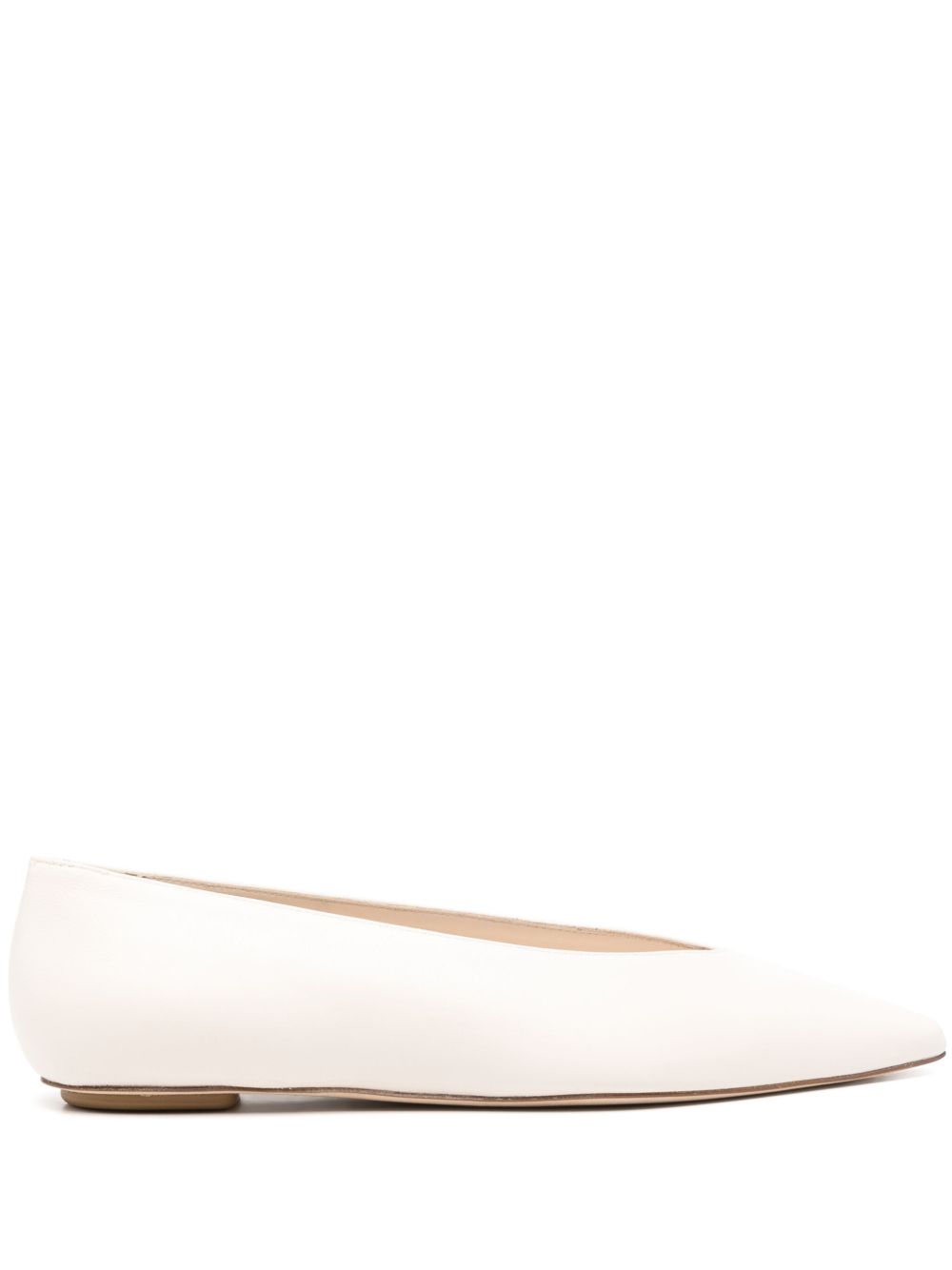 Stuart Weitzman 皮质尖头芭蕾平底鞋 - 中性色