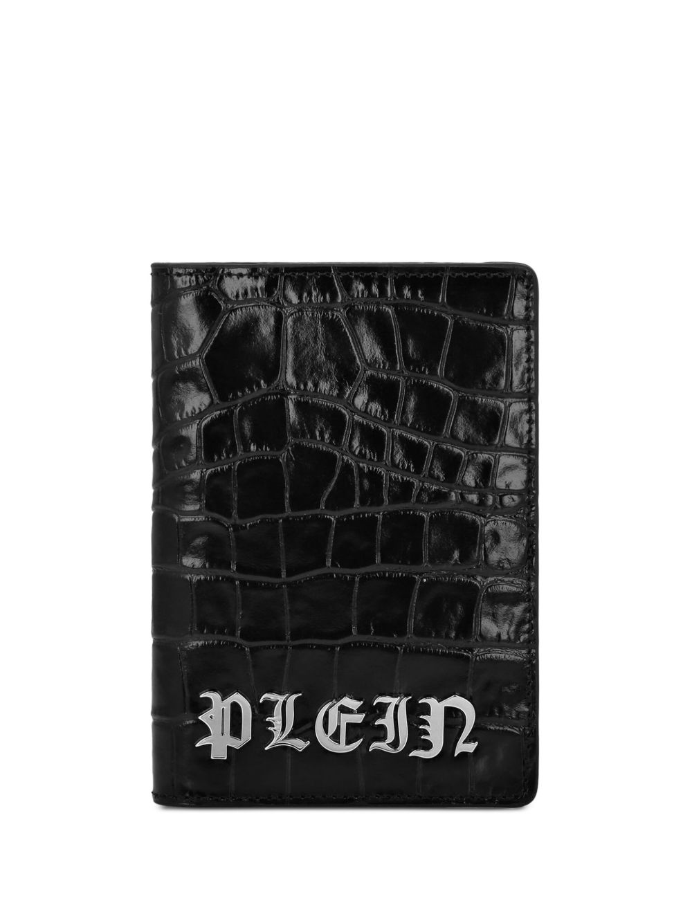 Philipp Plein Gothic Plein 仿鳄鱼纹压纹护照夹 - 黑色