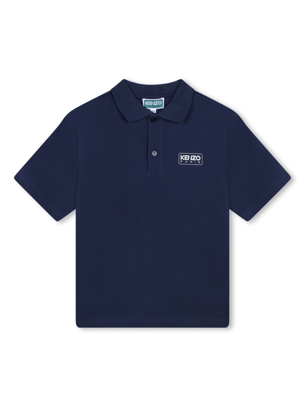 Kenzo Kids logo印花棉polo衫 - 蓝色