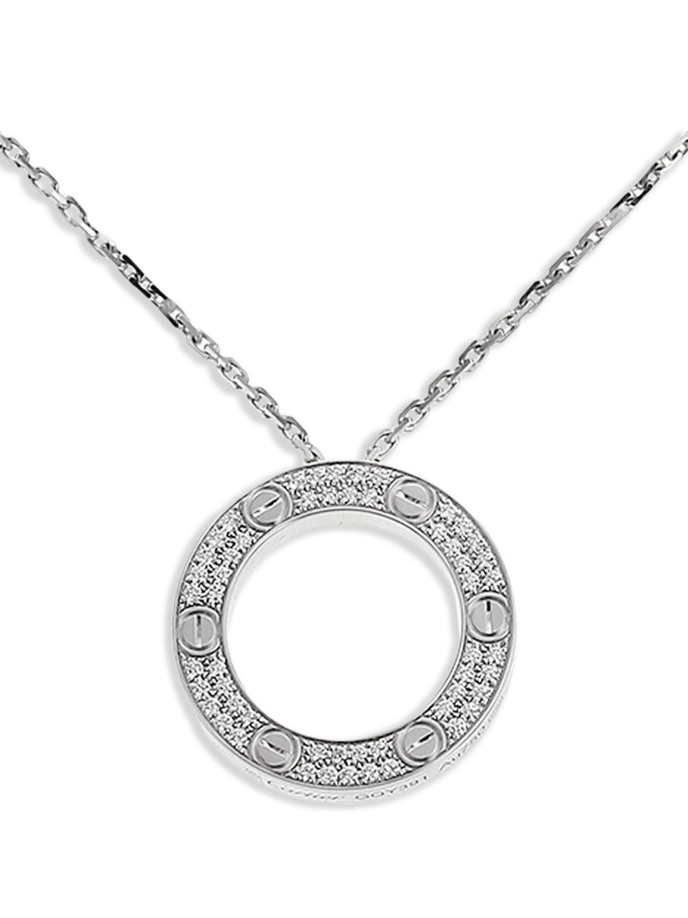 Cartier 18K白金 Love 钻石项链（典藏款） - 银色
