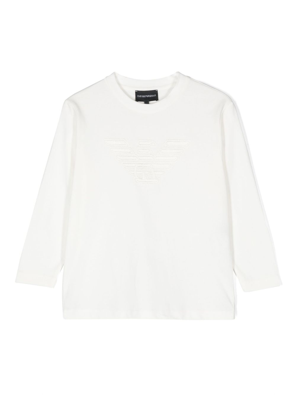 Emporio Armani Kids logo刺绣棉T恤 - 白色