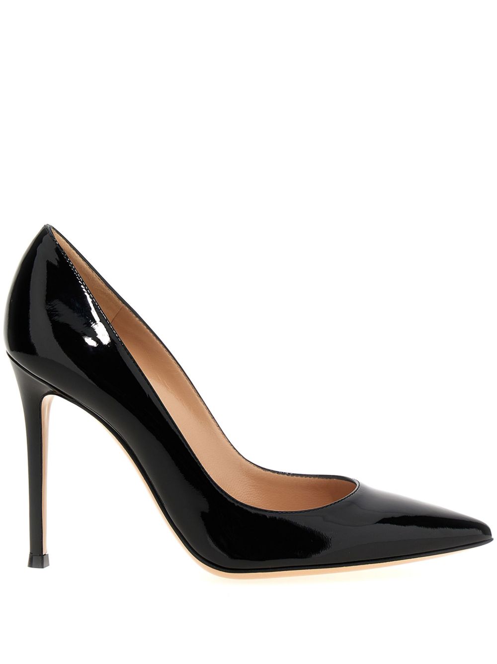 Gianvito Rossi 尖头漆皮高跟鞋 - 黑色