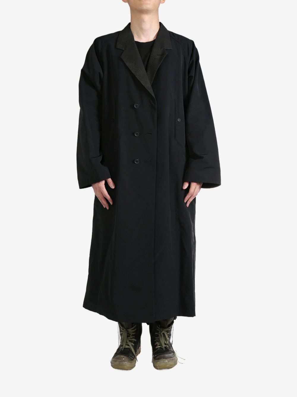Yohji Yamamoto raglan-sleeve coat - 黑色