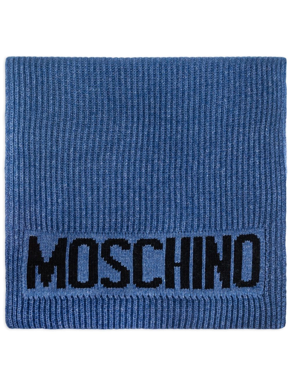 Moschino logo嵌花针织围巾 - 蓝色