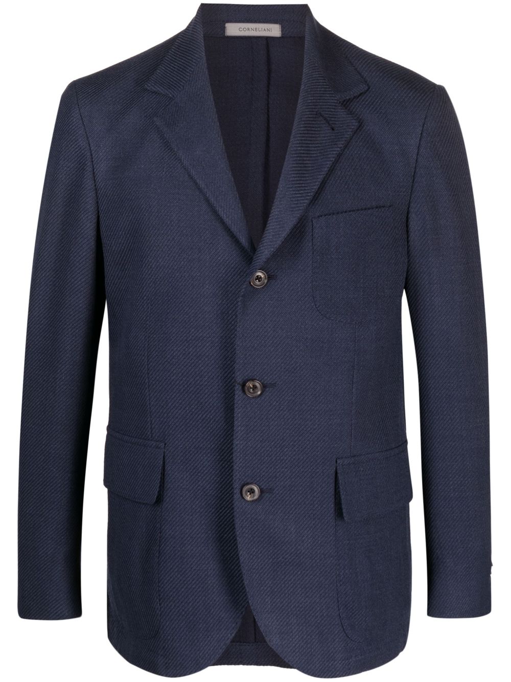 Corneliani 单排扣针织西装夹克 - 蓝色