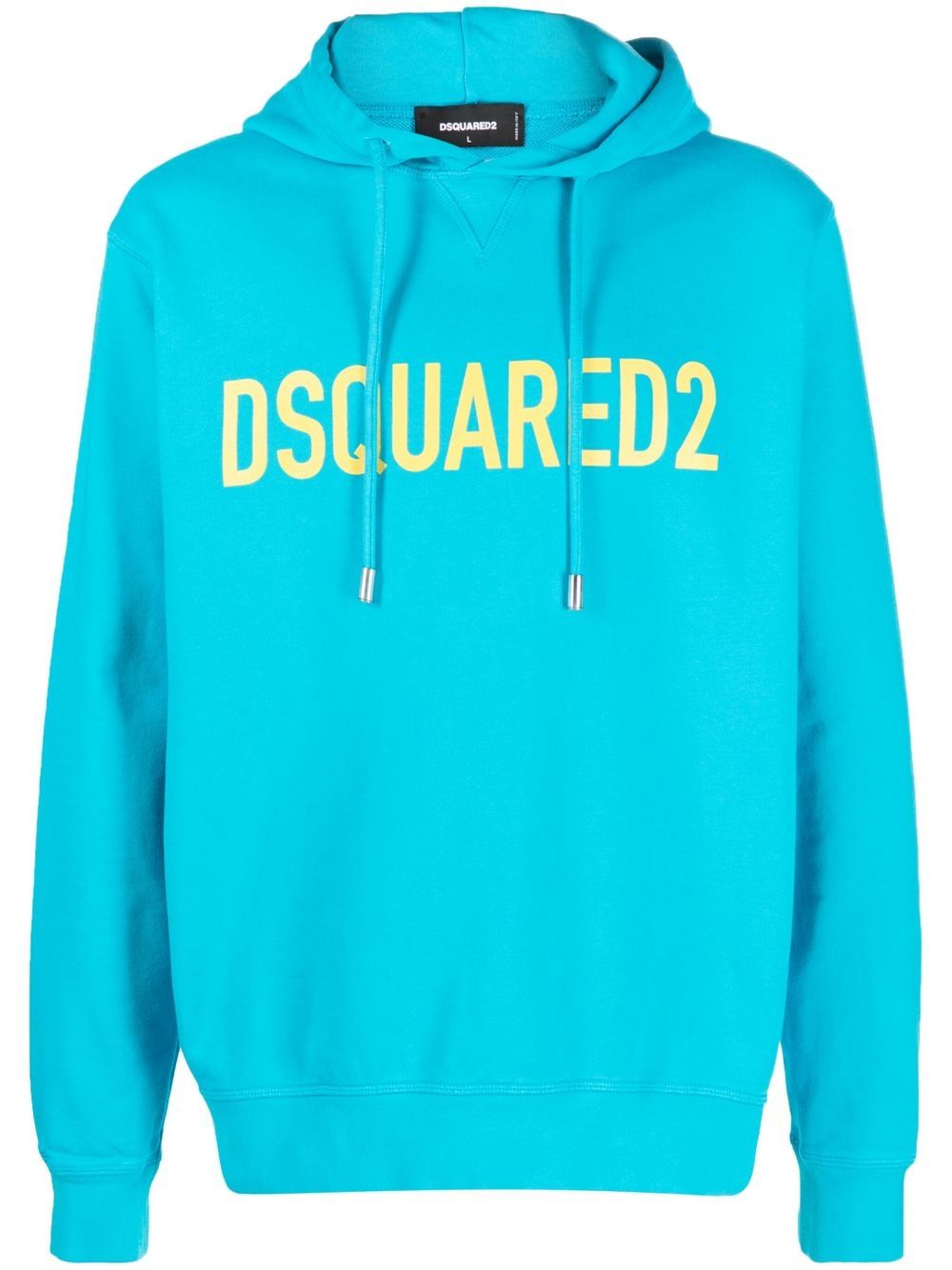 DSQUARED2 logo印花棉连帽衫 - 蓝色