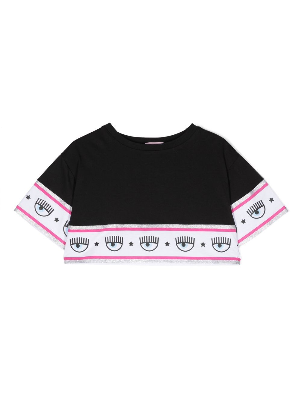 Chiara Ferragni Kids logo细节棉T恤 - 黑色