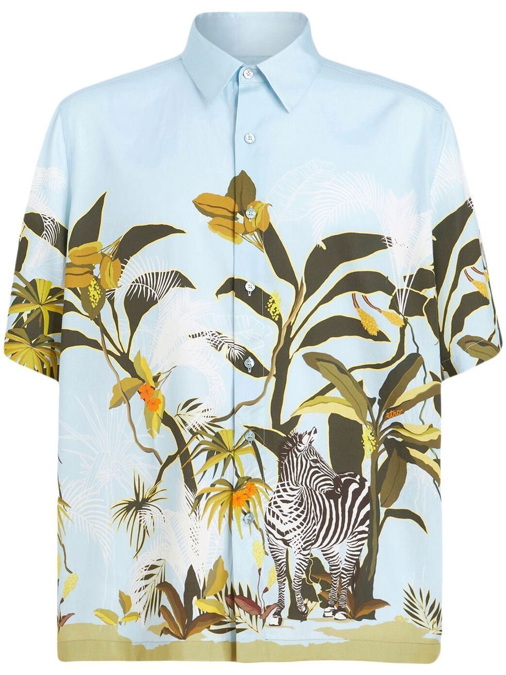 ETRO 图案印花短袖衬衫 - 蓝色