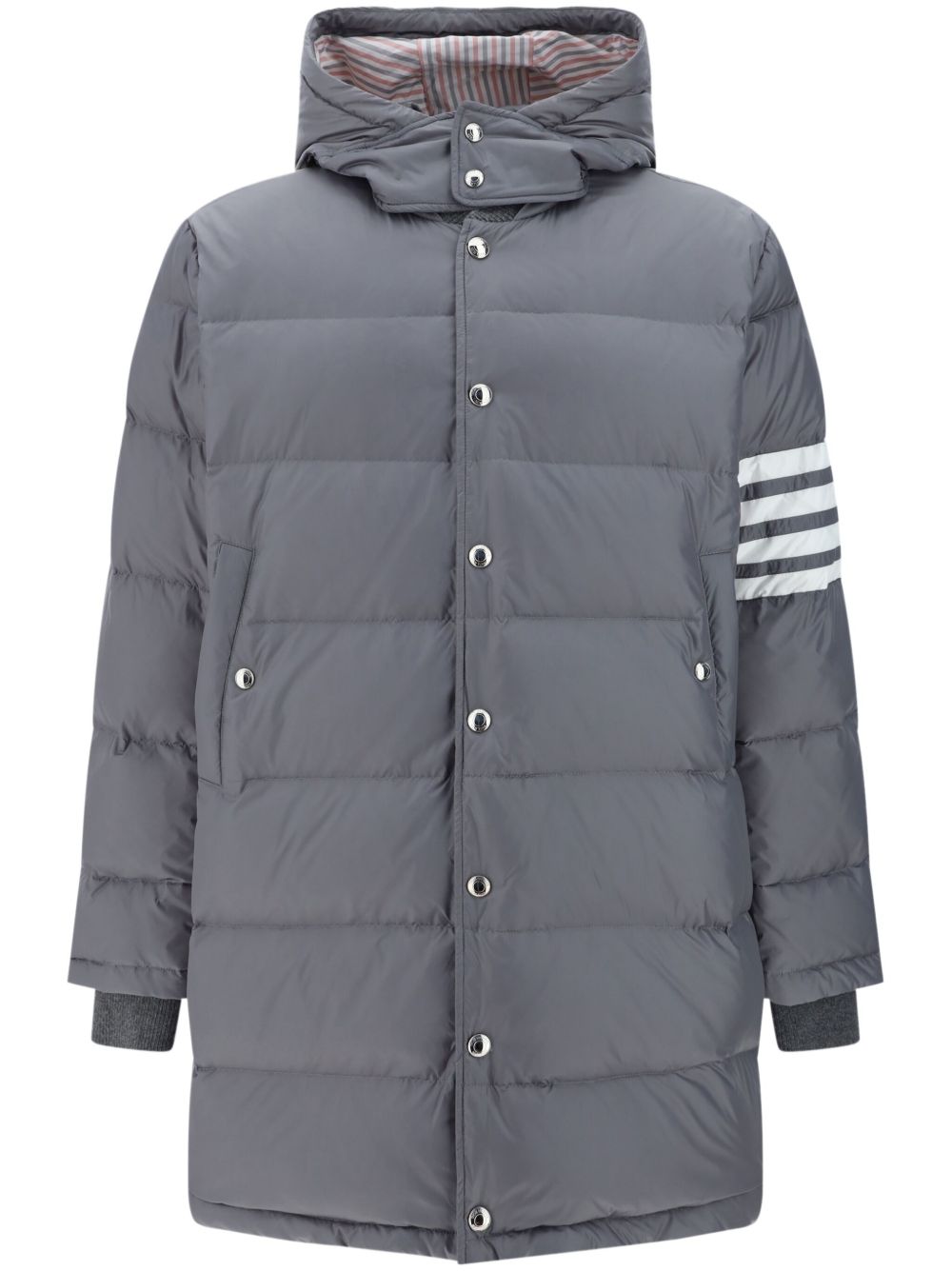 Thom Browne 4 条纹哑光大衣 - 灰色