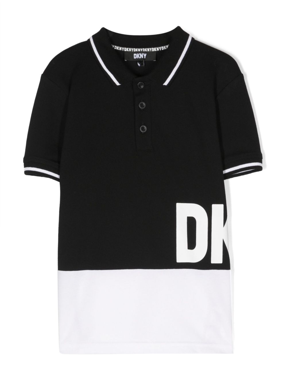 Dkny Kids logo印花polo衫 - 黑色