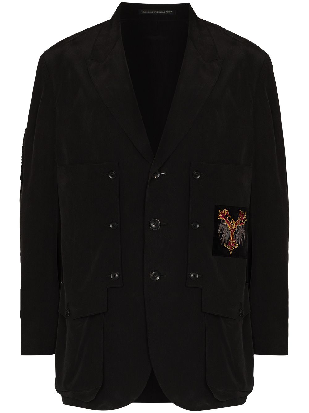 Yohji Yamamoto 标贴西装夹克 - 黑色