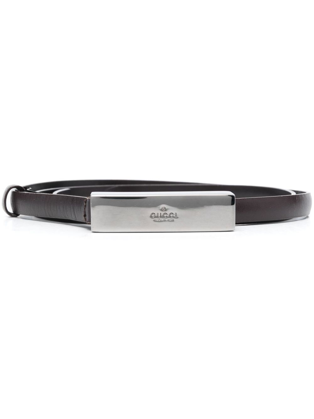 Gucci Pre-Owned logo标牌皮质腰带（2010年代典藏款） - 褐色
