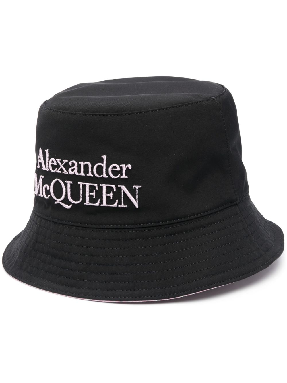 Alexander McQueen logo刺绣渔夫帽 - 黑色
