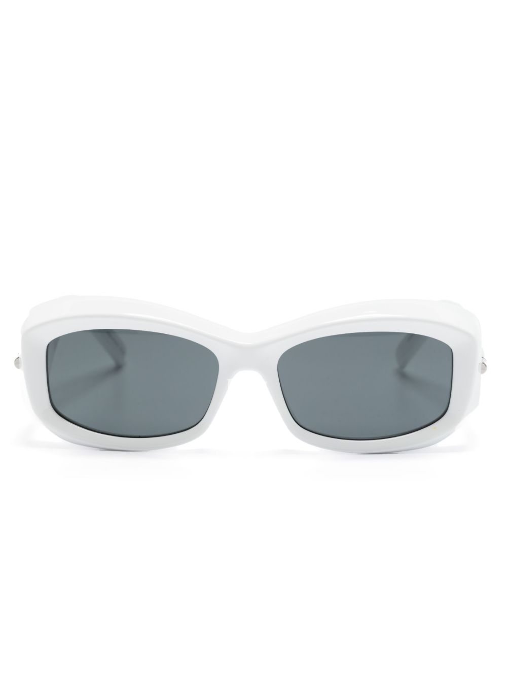 Givenchy Eyewear logo雕刻长方框太阳眼镜 - 白色