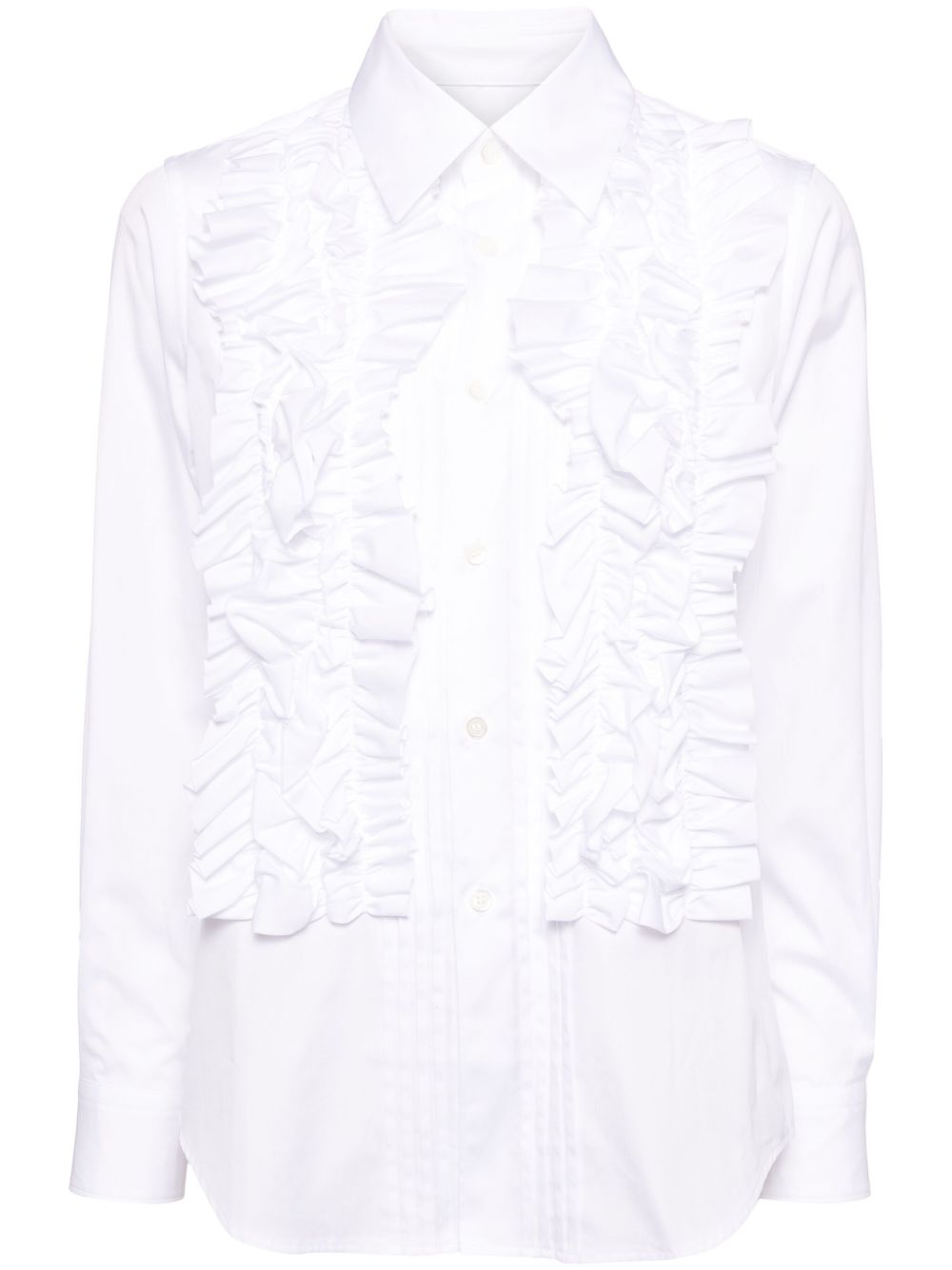 Comme Des Garçons Comme Des Garçons 荷叶边饰褶饰衬衫 - 白色