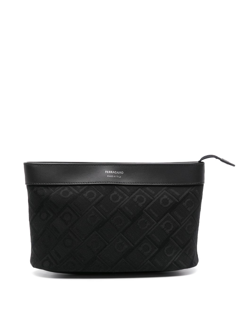 Ferragamo logo提花手拿包 - 黑色