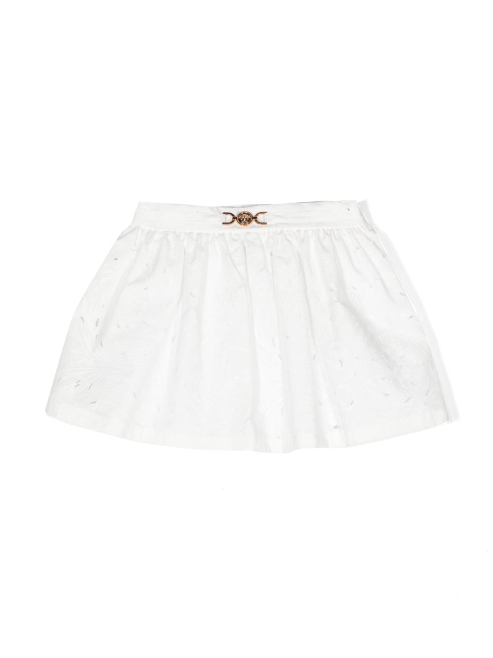 Versace Kids Barocco Sangallo 百褶半身裙 - 白色