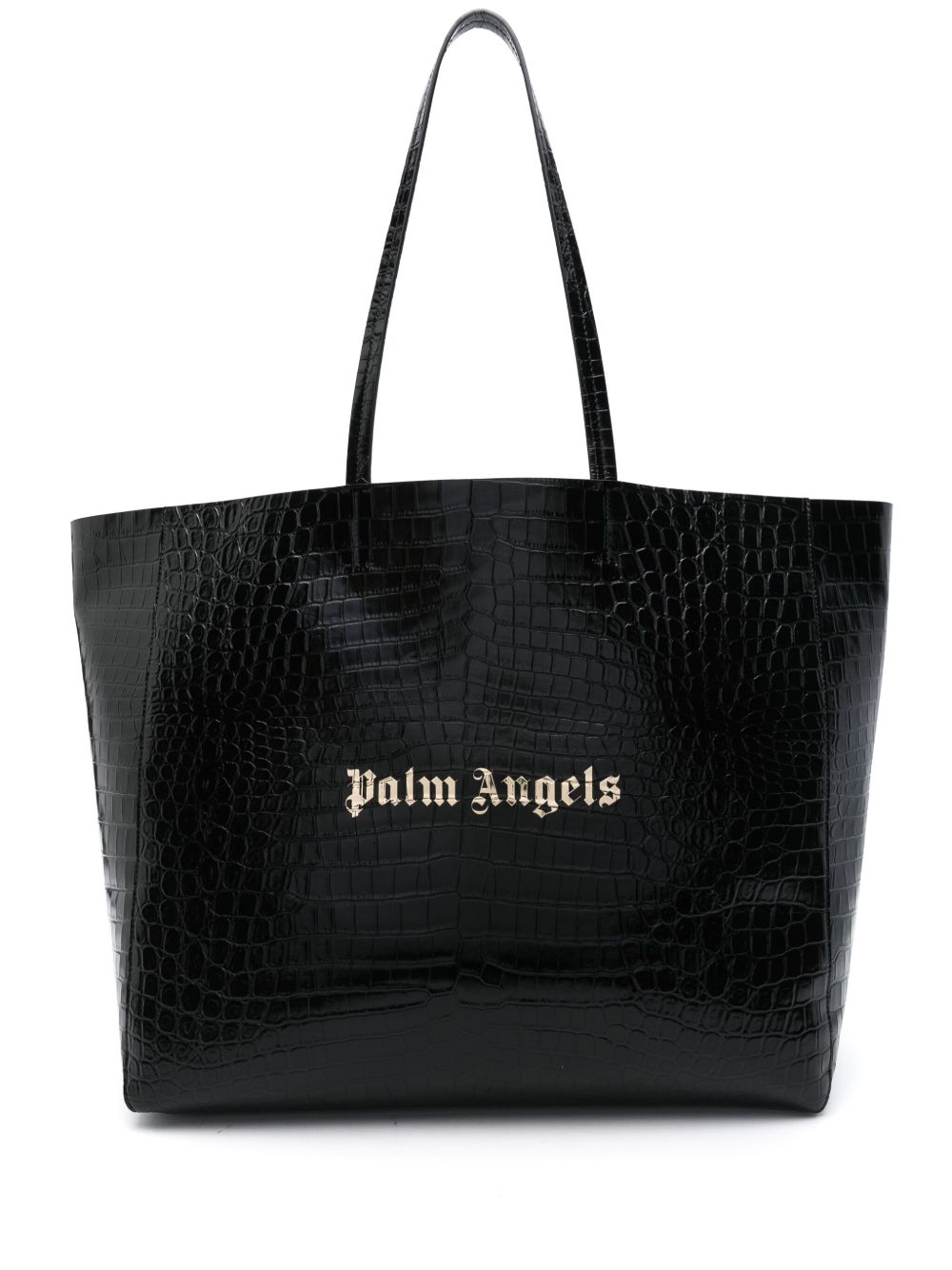 Palm Angels 仿鳄鱼纹皮质手提包 - 黑色