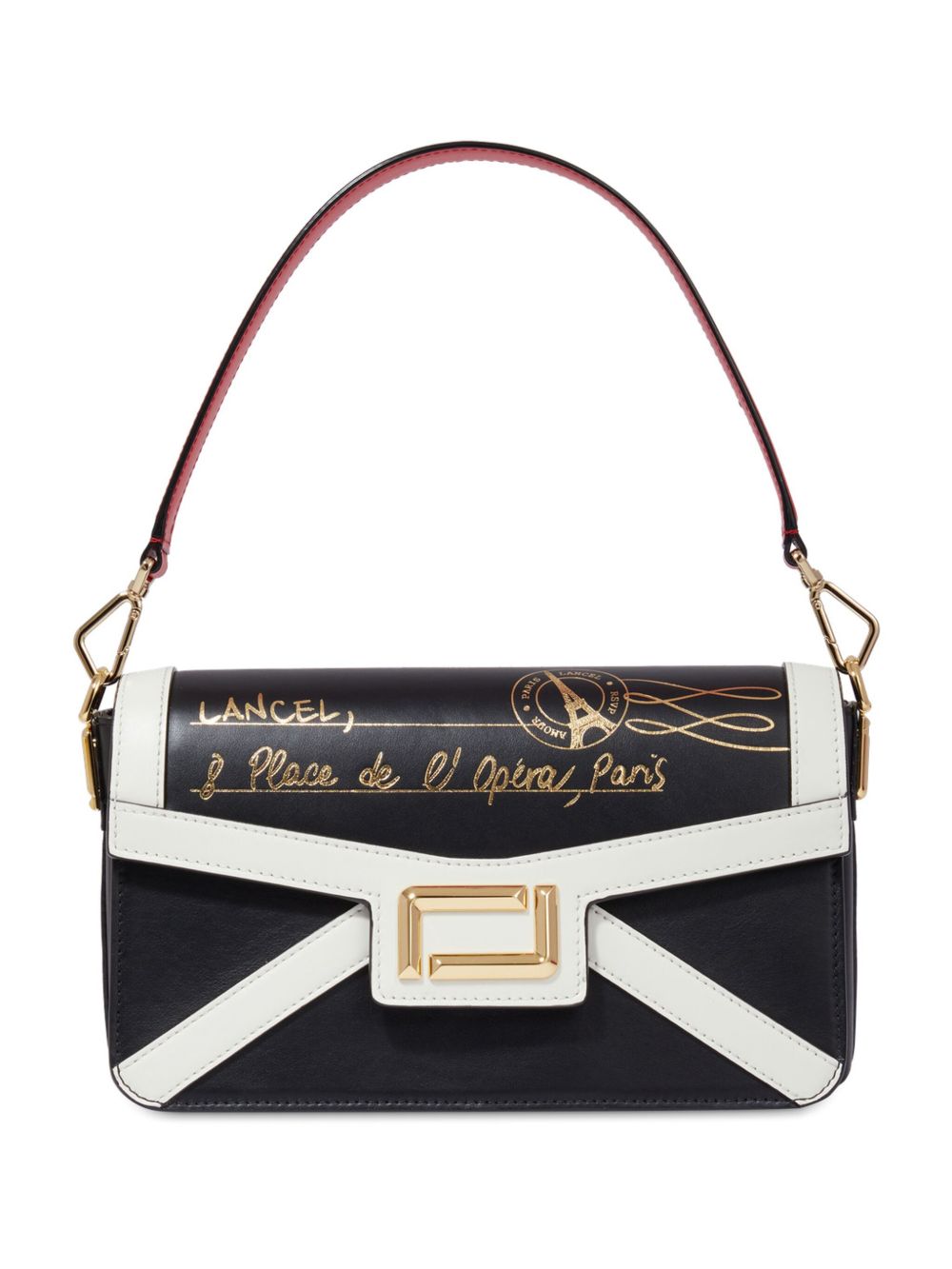 Lancel 皮质中号翻盖单肩包 - 黑色