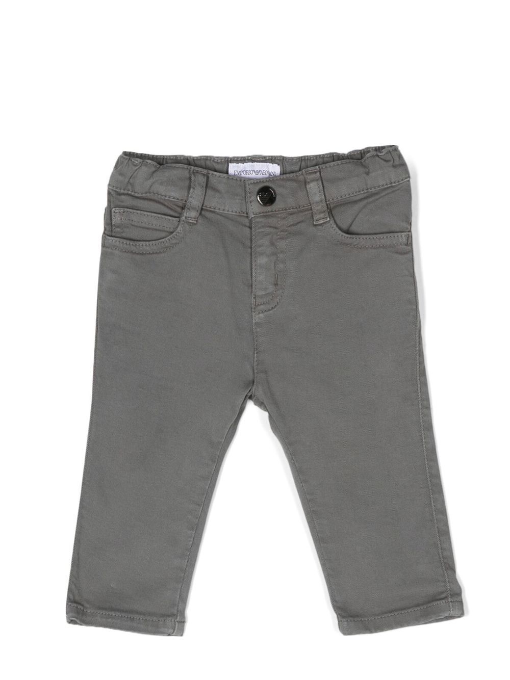 Emporio Armani Kids 直筒卡其裤 - 灰色