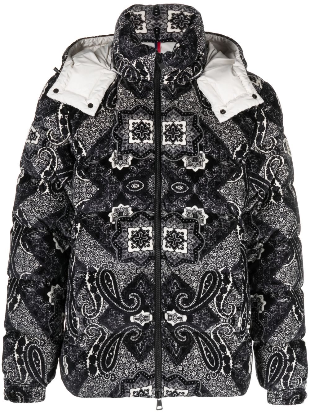 Moncler 图案印花连帽夹克 - 黑色