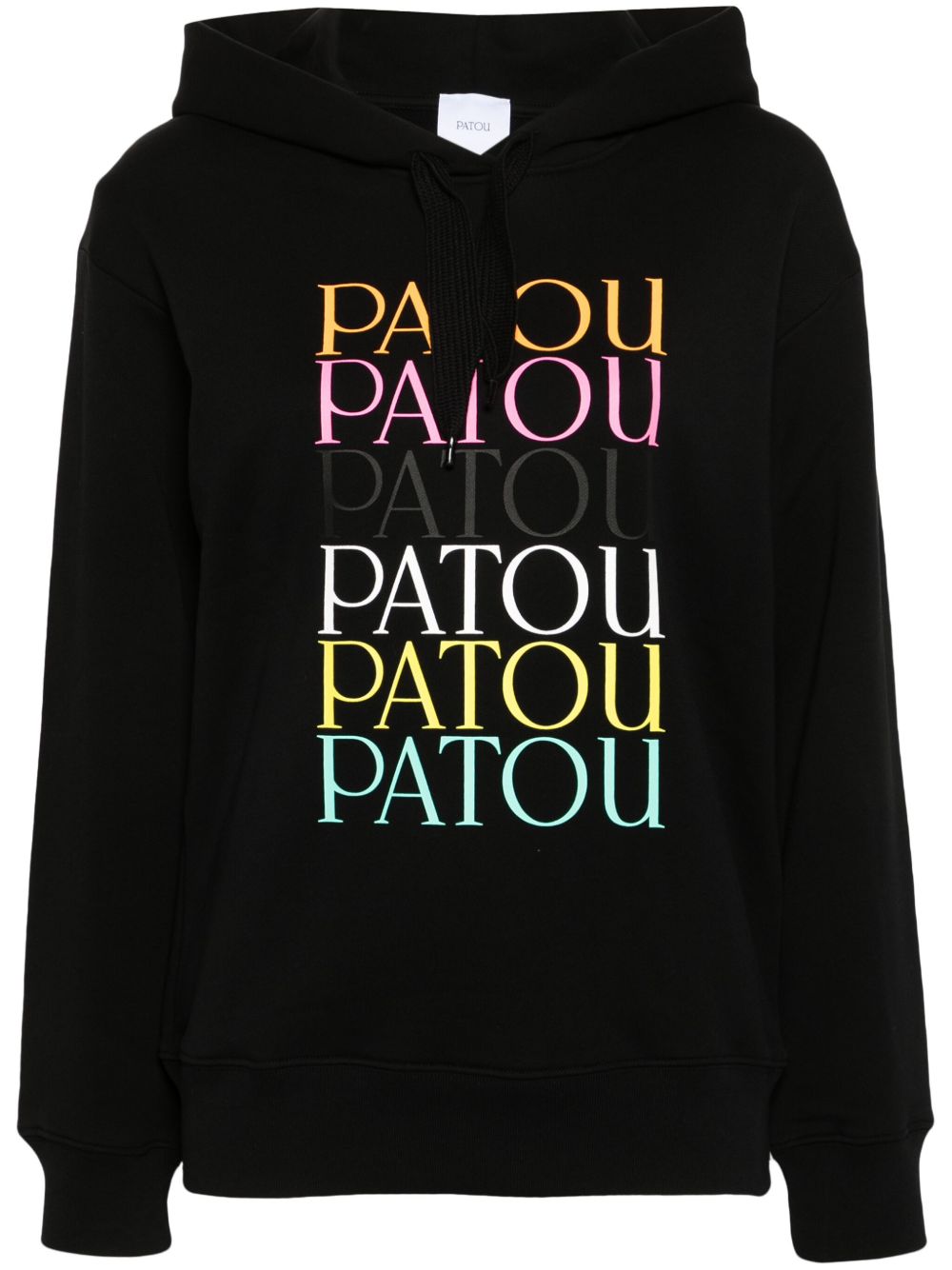 Patou logo印花棉连帽衫 - 黑色