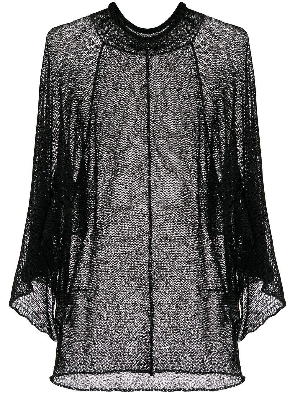 Yohji Yamamoto 开衩衣袖密织上衣 - 黑色