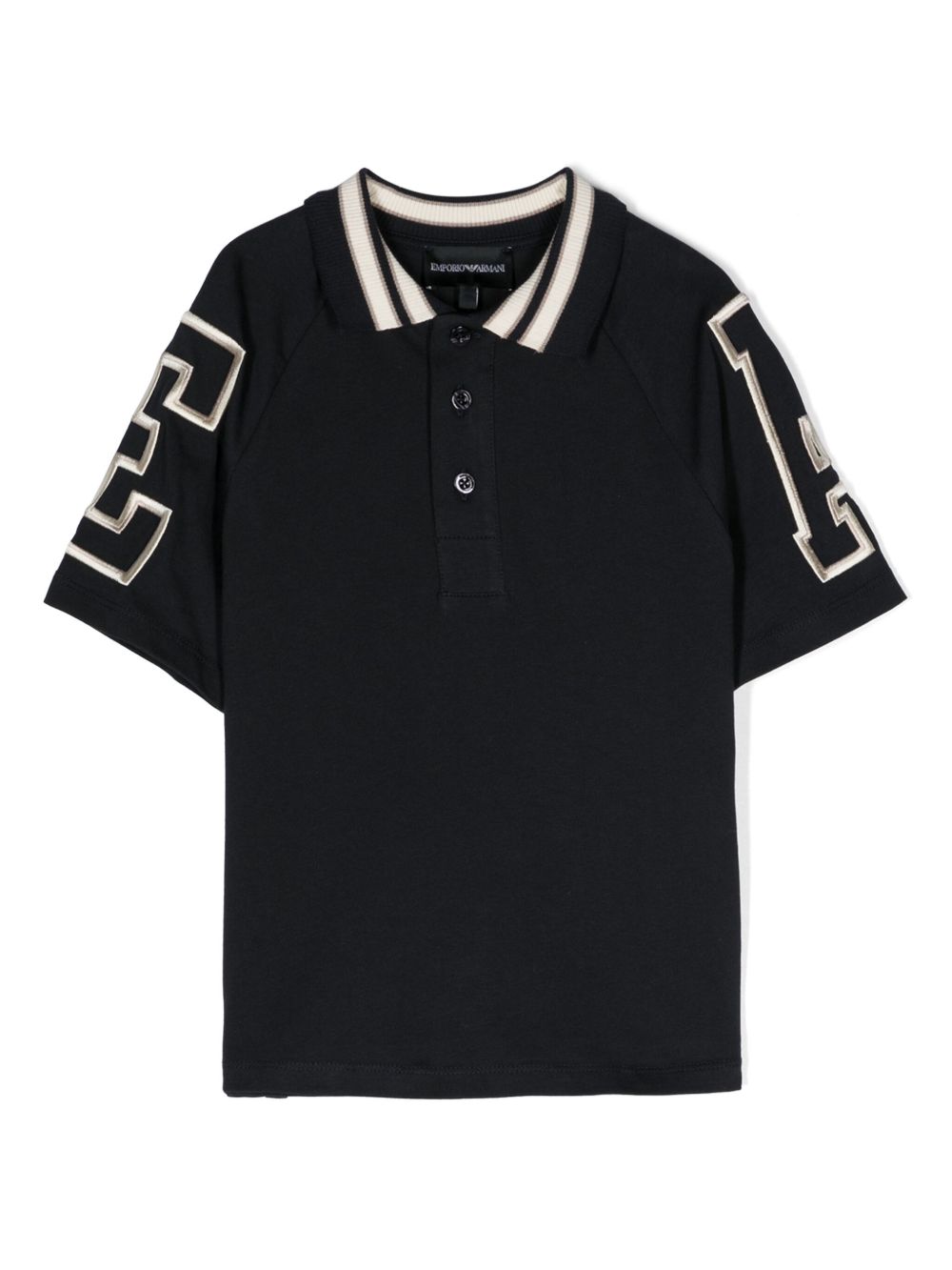 Emporio Armani Kids logo刺绣棉polo衫 - 蓝色