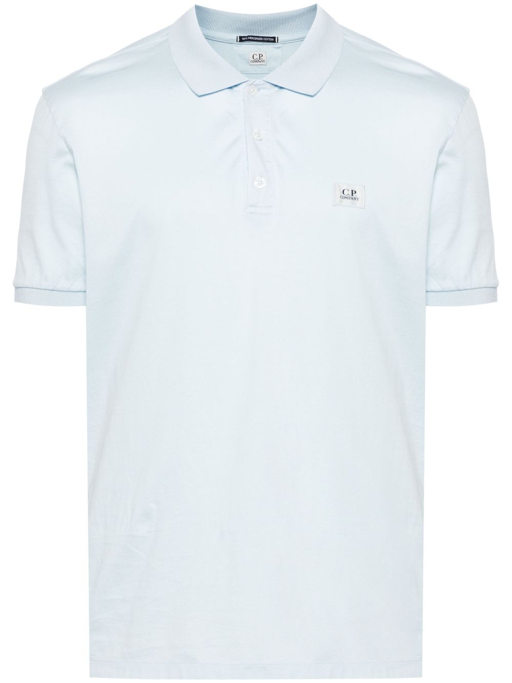 C.P. Company logo贴花平纹针织polo衫 - 蓝色