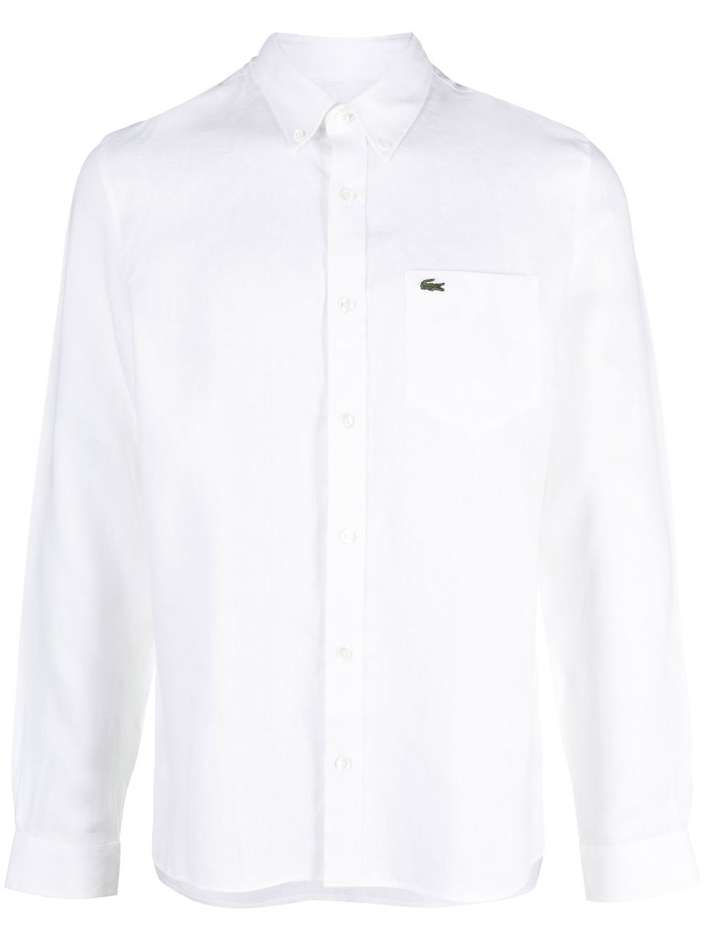 Lacoste logo刺绣排扣衬衫 - 白色