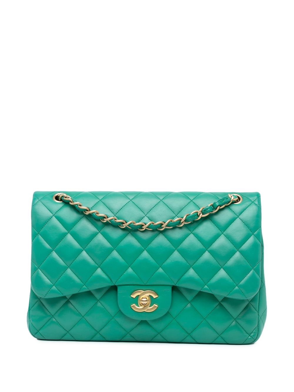 CHANEL Pre-Owned Jumbo Classic Lambskin Double Flap 单肩包（2012-2013年典藏款） - 绿色