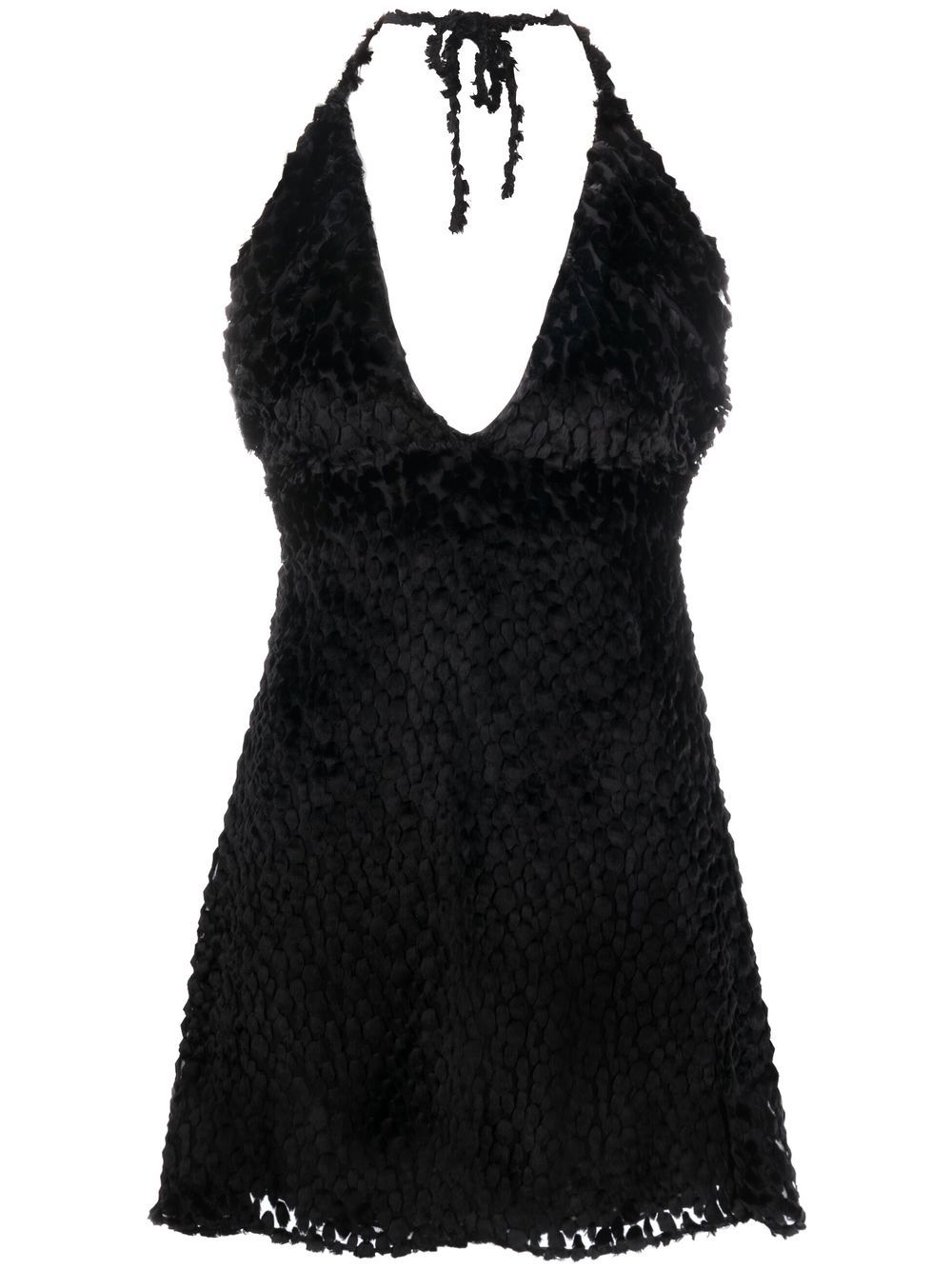 Saint Laurent 挂脖迷你连衣裙 - 黑色