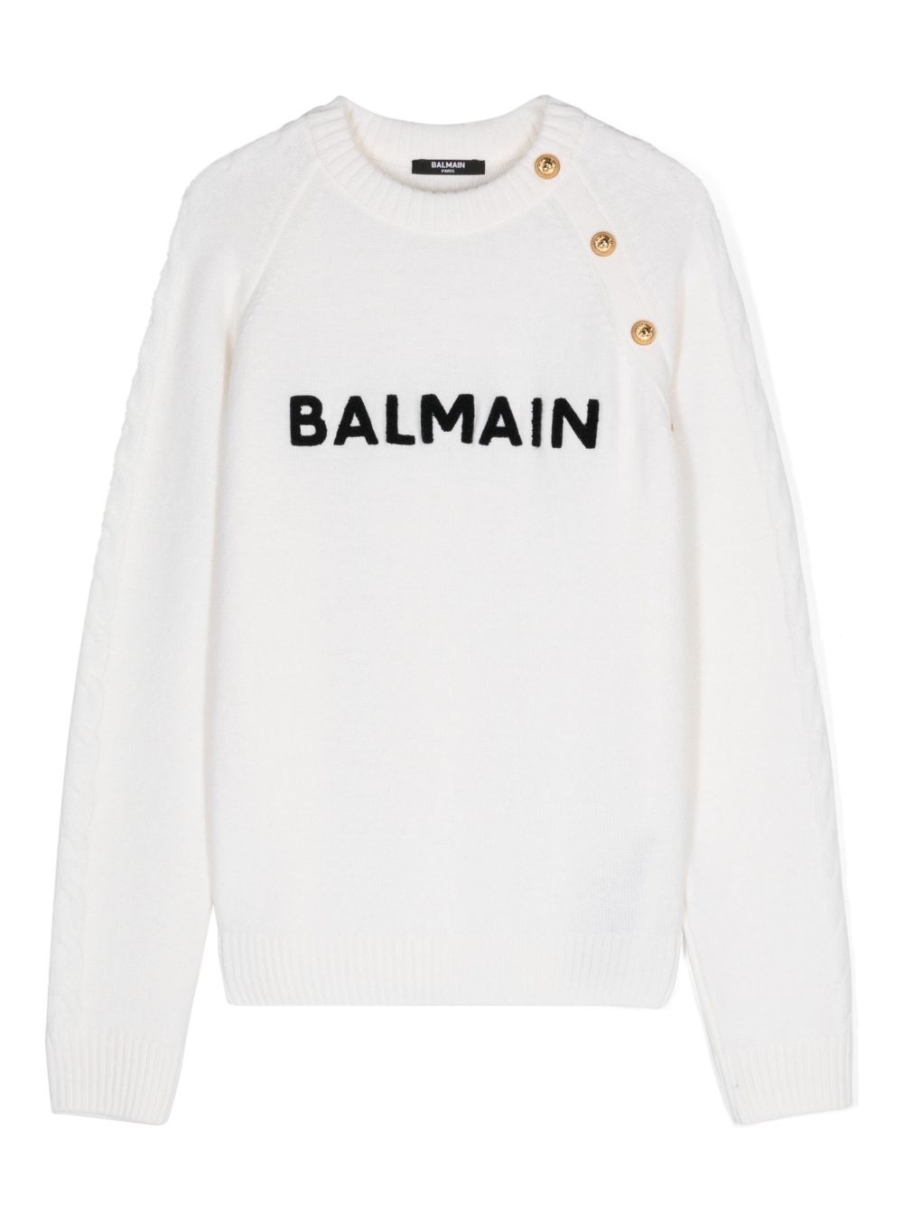 Balmain Kids logo刺绣卫衣 - 中性色
