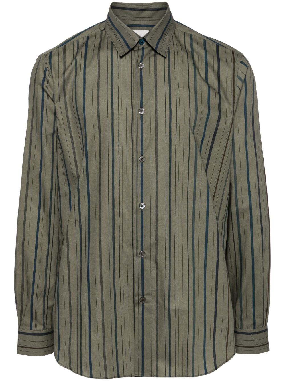 Paul Smith 细条纹棉衬衫 - 绿色